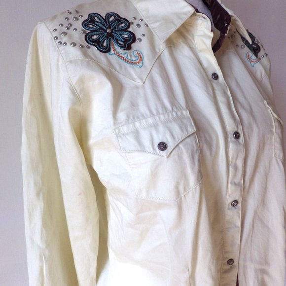 TWENTY X Western Shirt/ Fitted/Embroidery/ Metal Studs/ Wrangler/ LARGE - Picture 2 of 11